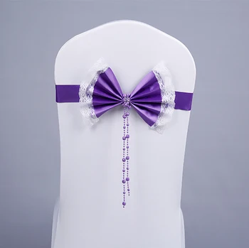 

Hot-selling diamond buckle elastic chair cover bow belt wedding decoration of the chair back flower wedding chair band 100pcs