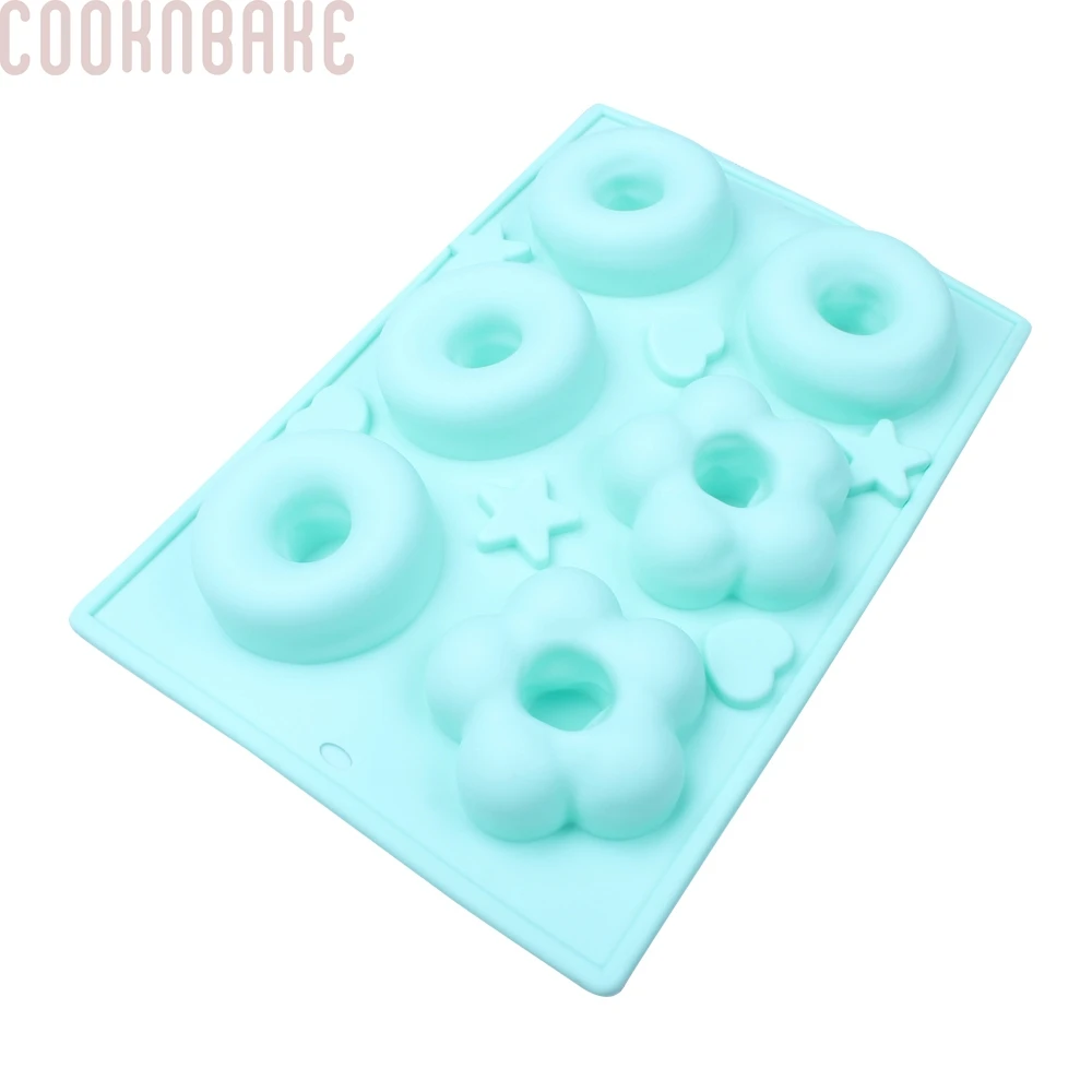 

COOKNBAKE DIY Silicone Cake Mold 4 Holes Doughnut and 2 Holes Flower DIY Baking Tools CDSM-721