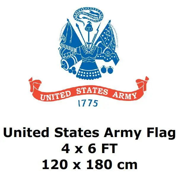 United States Army Flag 4` x 6` FT 100D Polyester USA US Army Flags and