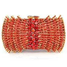 Для женщин вечерние ручной Red Diamond клатч Свадебные бисером сумки металлические Клатчи Футляр Кристалл Бисер вечерняя сумочка; BS010 Q12