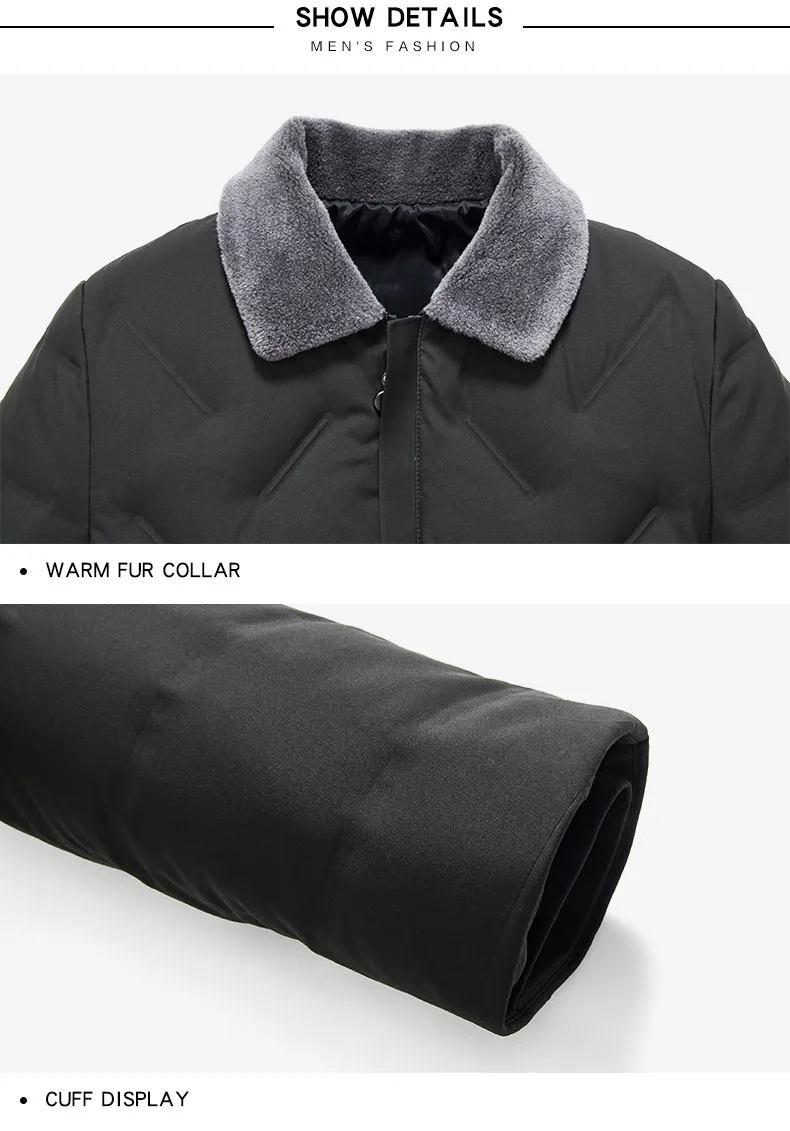 Мужская куртка на утином пуху с шерстяным воротником, теплое пуховое пальто для мужчин, 8281