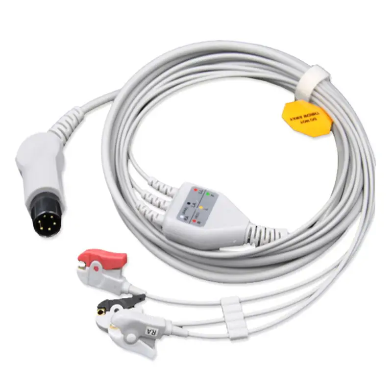 Grampos de Cabo para Monitor de Monitor de Ecg Frete Grátis Aami Genérico Pinos One-piece 3 Leva Mindray Pm7000 – 8000 9000 Aha. Tpu 3.6 m 6