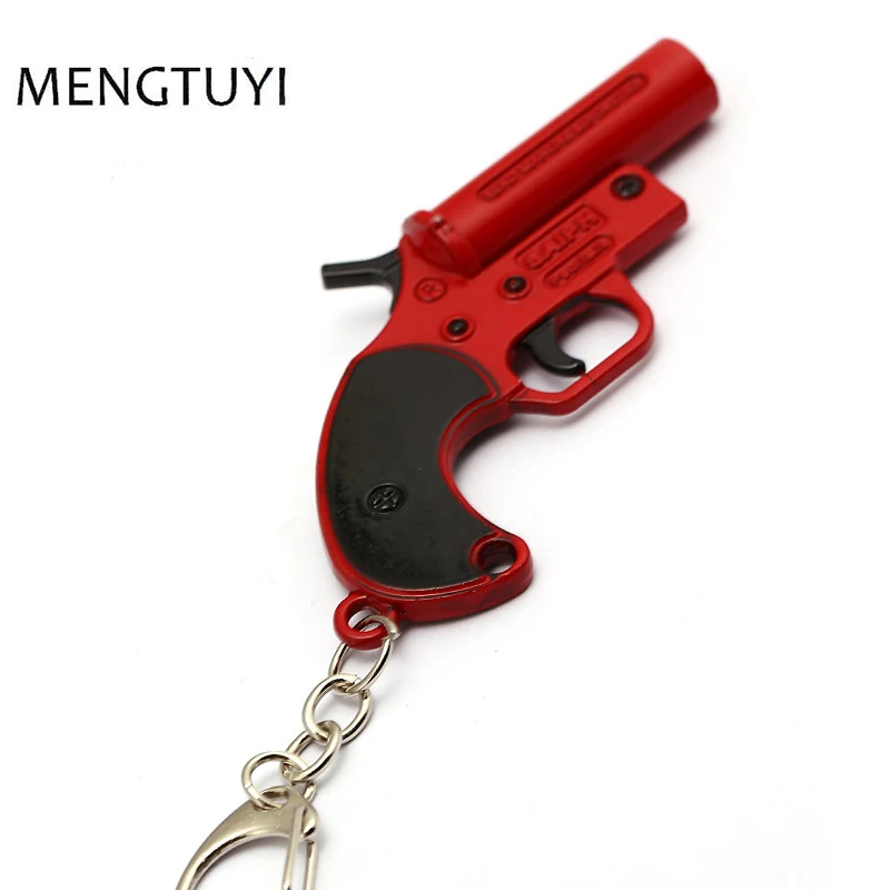 

Julies Store PUBG Keychain Game Playerunknown's Battlegrounds Flare Gun Red Metal Pendant Keyring Holder Fathers Day Souvenir