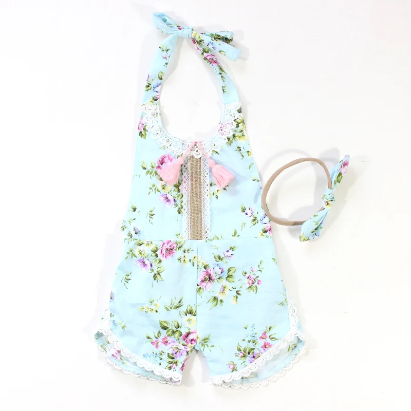 

Toddler Girls Jumpsuits Rose Floral Printed Baby Girl Ruffle Romper With Headband Princess Style Summer Infant Kids Overalls