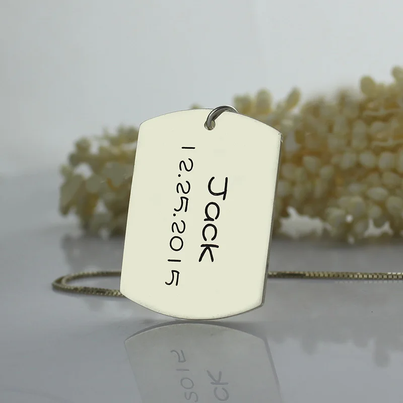 Personalized Name Dog Tag Necklace Id Silver Special Date Personalized Name Dog Tag Necklace Id Silver Special Date And Initial Engraved Dad Gifts In Pendant Necklaces From