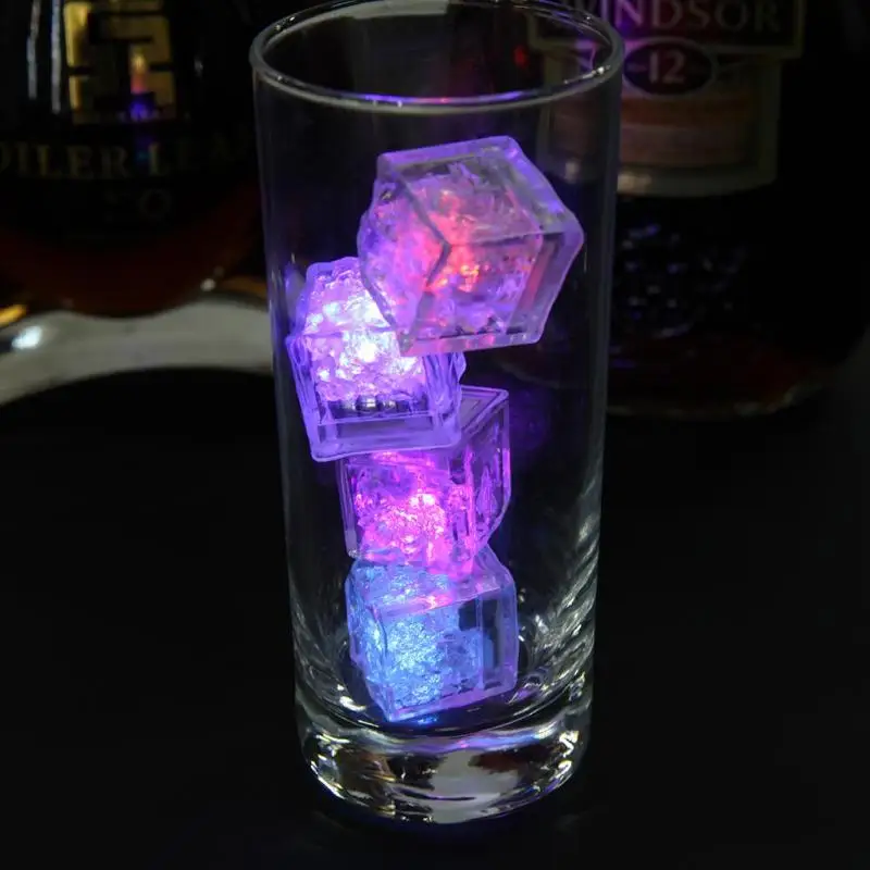 12 шт. Светящиеся Кубики Льда СВЕТОДИОДНЫЙ Красочный флэш-лёд для напитков датчик чашки светящийся ночник для панель для свадьбы клуб