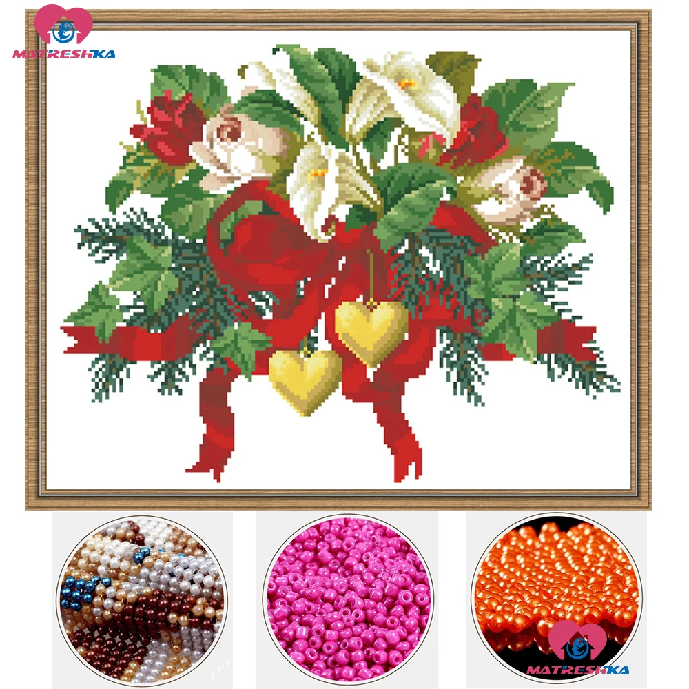 47x37cm bead embroidery Flowers beadwork beaded cross stitch patterns diy Painting Embroidery home decoration gift for wedding | Дом и сад