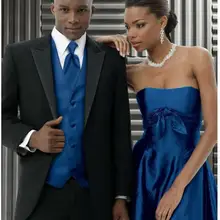 Черный пиджак Королевский синий жилет индивидуальный заказ Формальные Свадебные Смокинги для женихов дружки износ Best человек комплект из 3 предметов куртка+ Штаны+ жилет