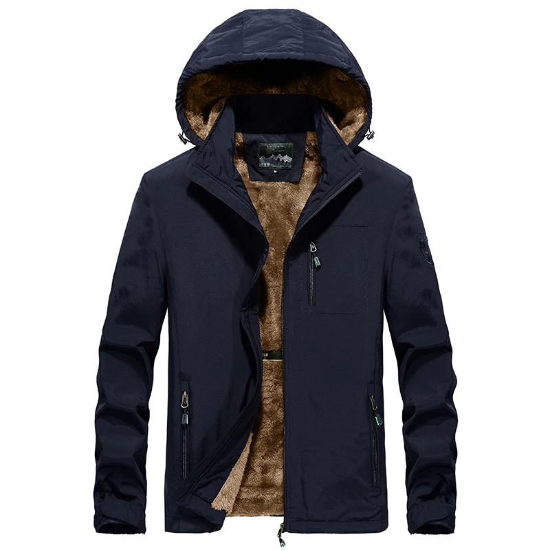 

AFS JEEP Jacket Men Brand Hooded Detachable High Quality Thicken Fleece Coat Men For Autumn Winter Warm Windbreaker Trench Coat
