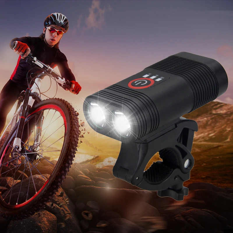 Double LED USB Rechargeable Road MTB Bike Front Light 20W Head Lamp Car Charger