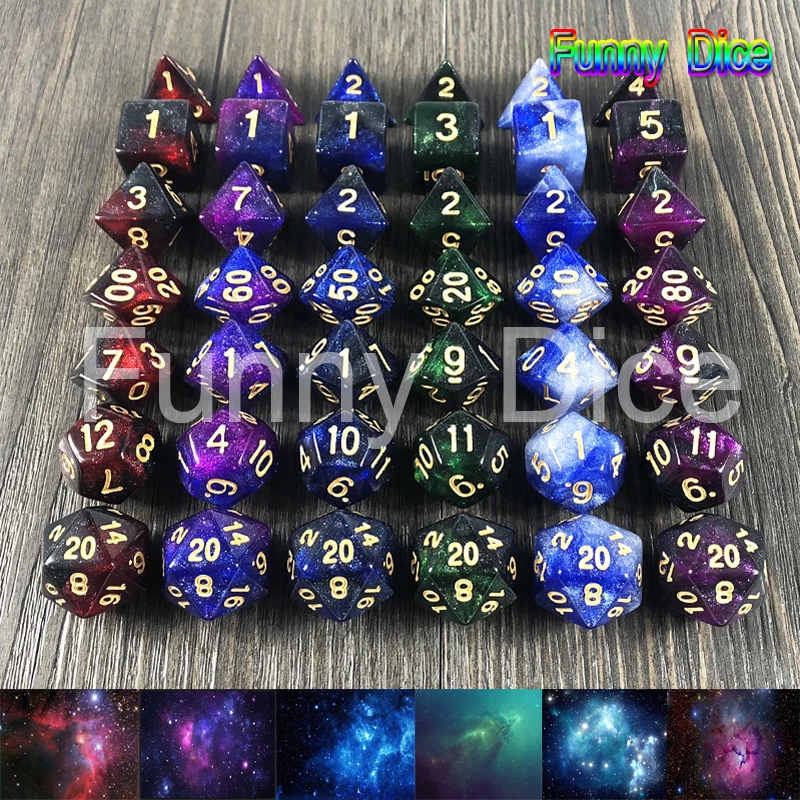 

Creative Universe Galaxy Dice 7Pcs Polyhedral Board Game Nebula Fun Party Bar Games Hobbies