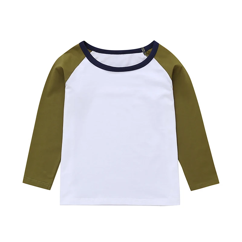 Хлопковая детская футболка в простом стиле; повседневная одежда для малышей; футболка для маленьких мальчиков; детская футболка с длинными рукавами; сезон весна-осень - Цвет: as pic