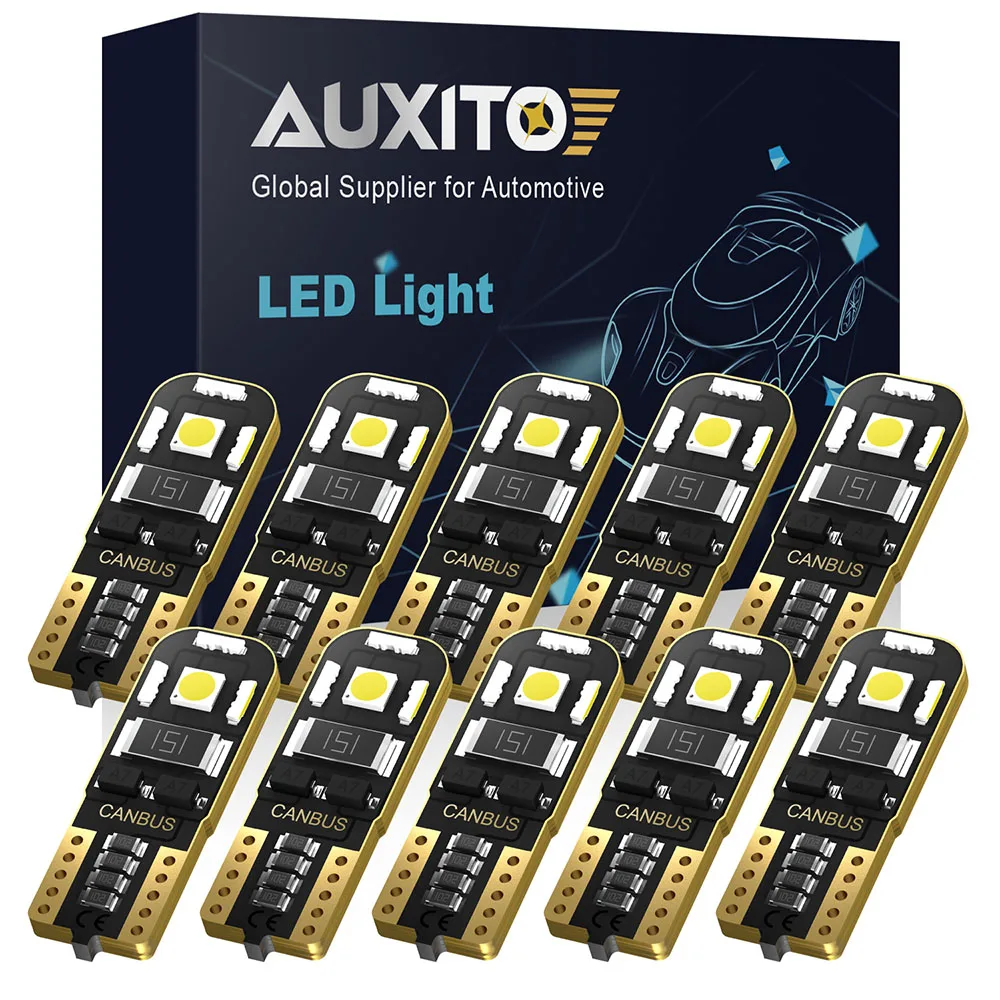

10Pcs T10 LED Canbus W5W Error Free 6000K White Bulb for Audi BMW VW Mercedes Car Interior Dome Light Trunk Lamp Parking Lights