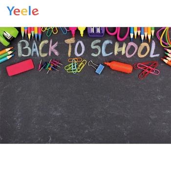 

Yeele Blackboard Back to School Pencils Clip Colors Photography Backgrounds Customized Photographic Backdrops for Photo Studio