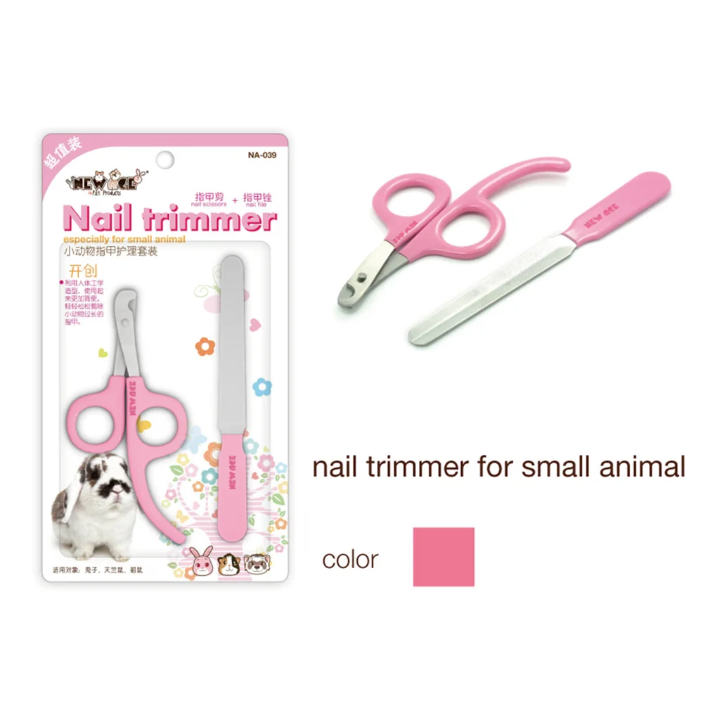 

2Pcs/Set Pink Nail Trimmer Clipper Nail File Small Animals Hamster Rabbit Ferret Guinea Pig Nail Care Claw Cutting Scissors Tool