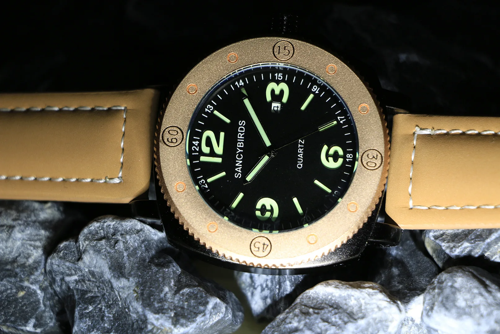 Мужские часы с большим циферблатом 50 мм, модные спортивные часы для отдыха, светящиеся кварцевые часы с кожаным ремешком, наручные часы с календарем, мужские часы