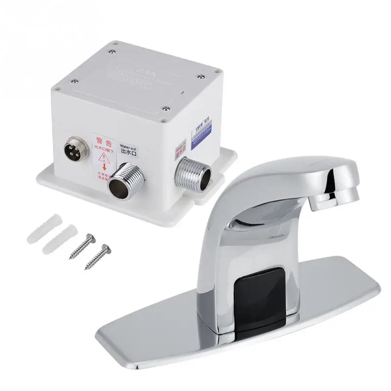 

G1/2 inch DN15 Kitchen Infrared Automatic Sensor Faucet Bathroom Sink Water Tap with Control Box AC220V 50/60Hz