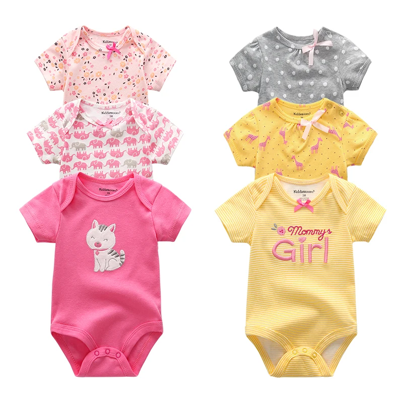 2018 6 шт хлопок 0-12 м O-образным вырезом baby одежда для девочек новорожденный