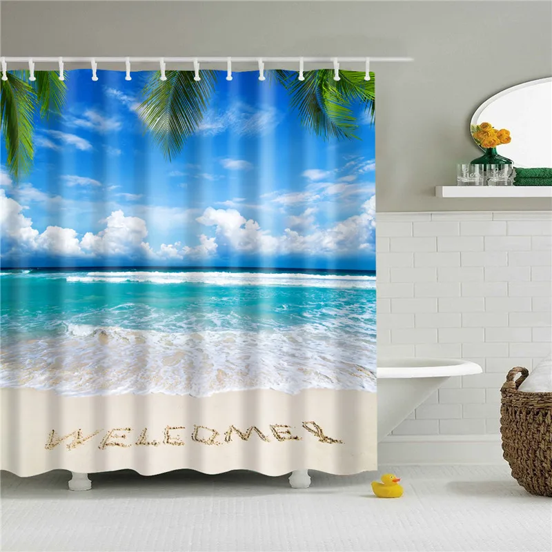 Морской пейзаж, Пляжная 3D ткань, полиэстер, занавеска для душа, s в ванной, занавеска для душа, водонепроницаемая, занавеска для ванны, cortina de ducha - Цвет: TZ170531