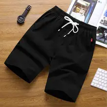 Высокое качество Летние повседневные хлопковые льняной эластичный корсаж мужские льняные свободные песочные пляжные брюки однотонные шорты мужские большие размеры 4XL