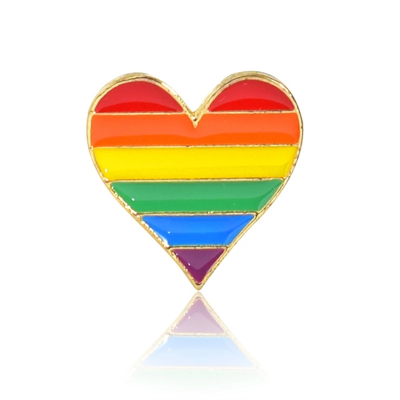 

Cute Colorful Rainbow Heart Jewelry Enamel Pin Brooches Cartoon Creative Metal Brooch Pins Denim Hat Badge Collar Jewelry