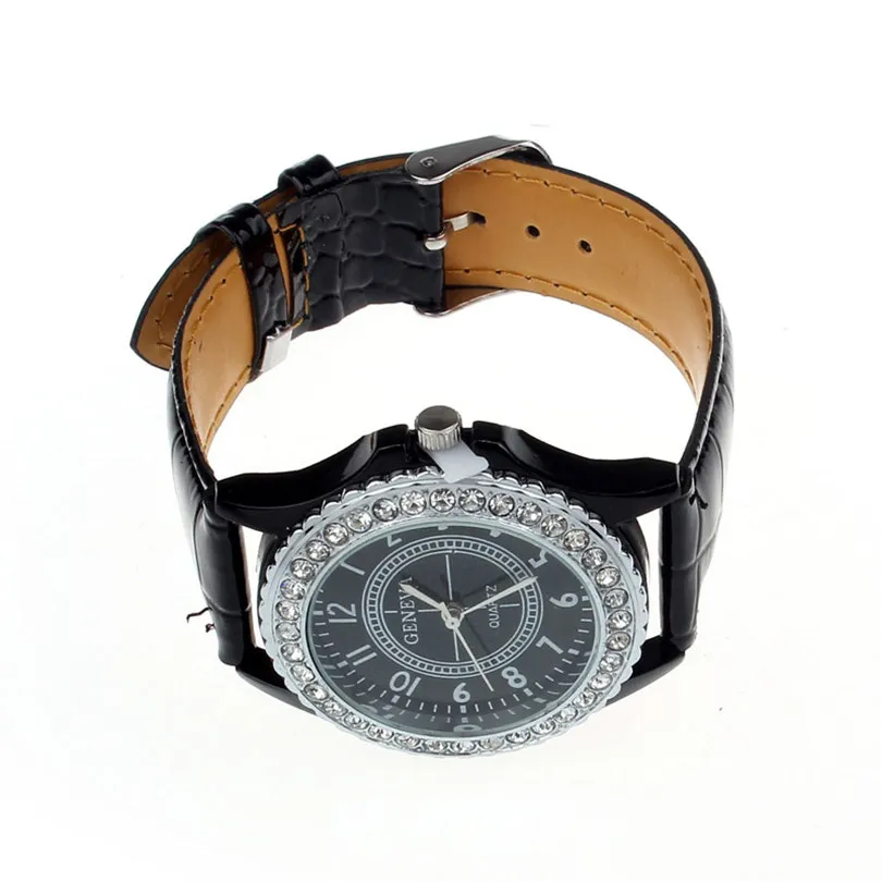 2019 Luxury Men Watch Leather Geneva Crystal Dial Analog Wrist Watch Bracelet Quartz Hour BKStainless Steel #4M14 (4)