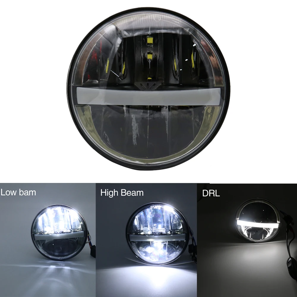 

5.75" 5 3/4 LED Motorcycle Headlight DRL Black For Harley Sportster 1200 XL1200L Custom XL1200C 883 XL883 883L XL883R