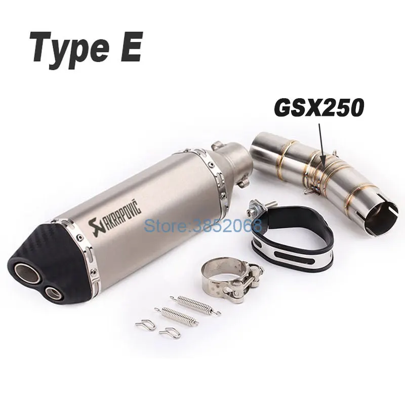 Motocicleta modificada coche deportivo GSX250R medio de conexión pequeña Hexagonal doble Nuzzle Akrapovic Escape tubo Moto Escape