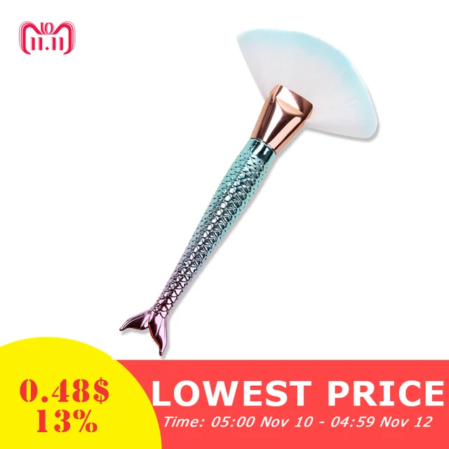 1 قطعة كبيرة مروحة الأسماك حورية البحر ماكياج فرش بودرة تمييز فرش Pinceis Maquiagem Pincel Sereia المكياج فرش