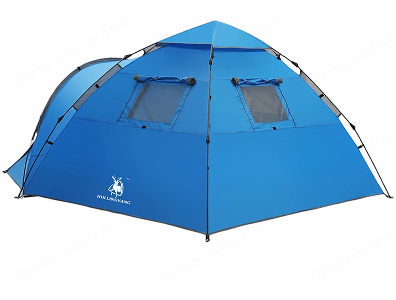 Кемпинговая палатка большое пространство двойной слой 3-4 человек палатки гидравлический автоматический Водонепроницаемый 4 сезона Открытый семейный пляж Пешие прогулки палатки