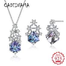 CADEINAMA Мода Снежинка Австрия кристалл кулон ожерелье, серьги-пуссеты, набор стерлингового серебра 925 пробы для девочек женские ювелирные украшения вечерние
