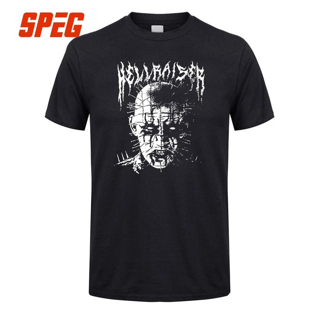 

T Shirts Black Metal Pinhead Hellraiser Puzzlebox Halloween Men Crew Neck Short Sleeve T-Shirts On Sale Men's Tees Design Cotton