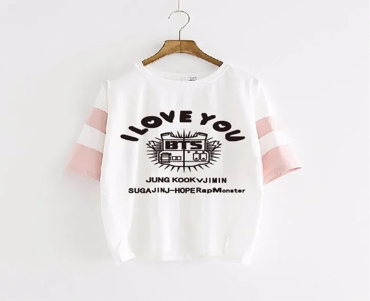 

2017 Cotton shirts summer new women loose short-sleeved t-shirt Korean idol kpop BTS star same style t tee shirt casual women