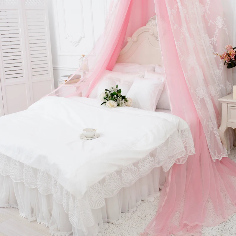 

Bedding Set New Product Modern Luxury Lace Princess 4 PCS Pillowcase Bed Sheet Bed Skirt Queen King Size For Girl Home Textile