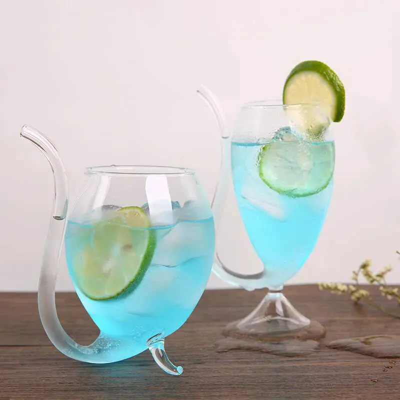 

300ML Vampire Wine Glass Home Café Use Creative Glass Mug Novelty Milk Glass with Straw Cold Drink Cup Juice Mug Glass Cup