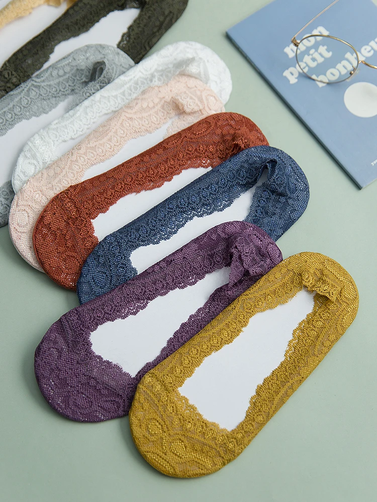 

Lovely Summer High Heel Socks Silicone Non-slip Invisible Lace Comfortable Footies Women Happy Socks Wholesale 10pairs=20pcs