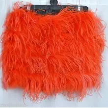 Оранжевая юбка из страуса и пера марабу, Мини Длина, двухслойная ткань на подкладке,# FC601