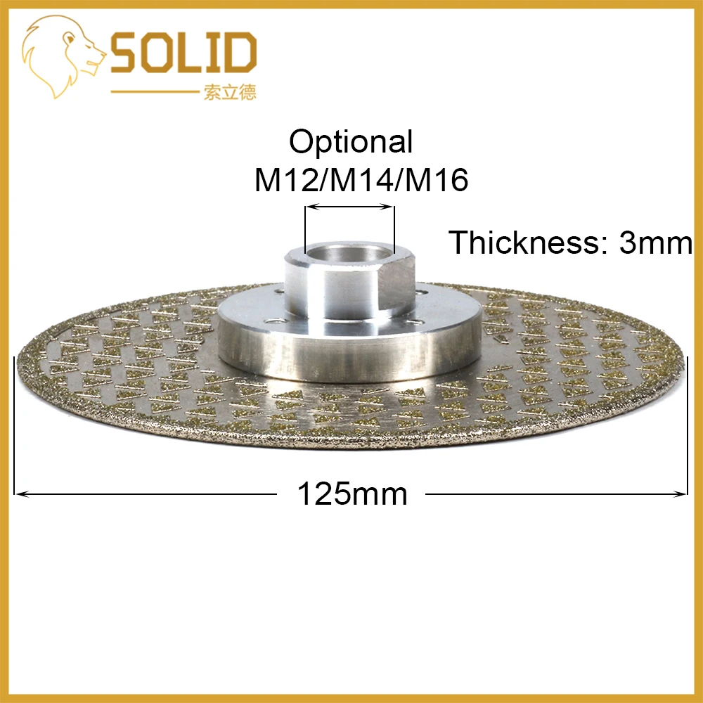 5 "алмазный отрезной диск с электролитическим покрытием шлифовальный дисковый пильный диск M14 фланец из нержавеющей стали для Мрамор
