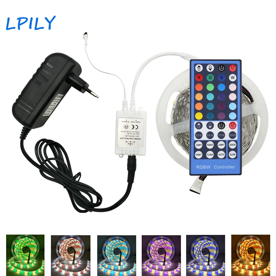 LPILY ИК 40 ключевых контроллер RGBWW RGBW светодиодные полосы света Водонепроницаемый 5 м Гибкие светодиодные ленты диода лента + RGBW контроллер +