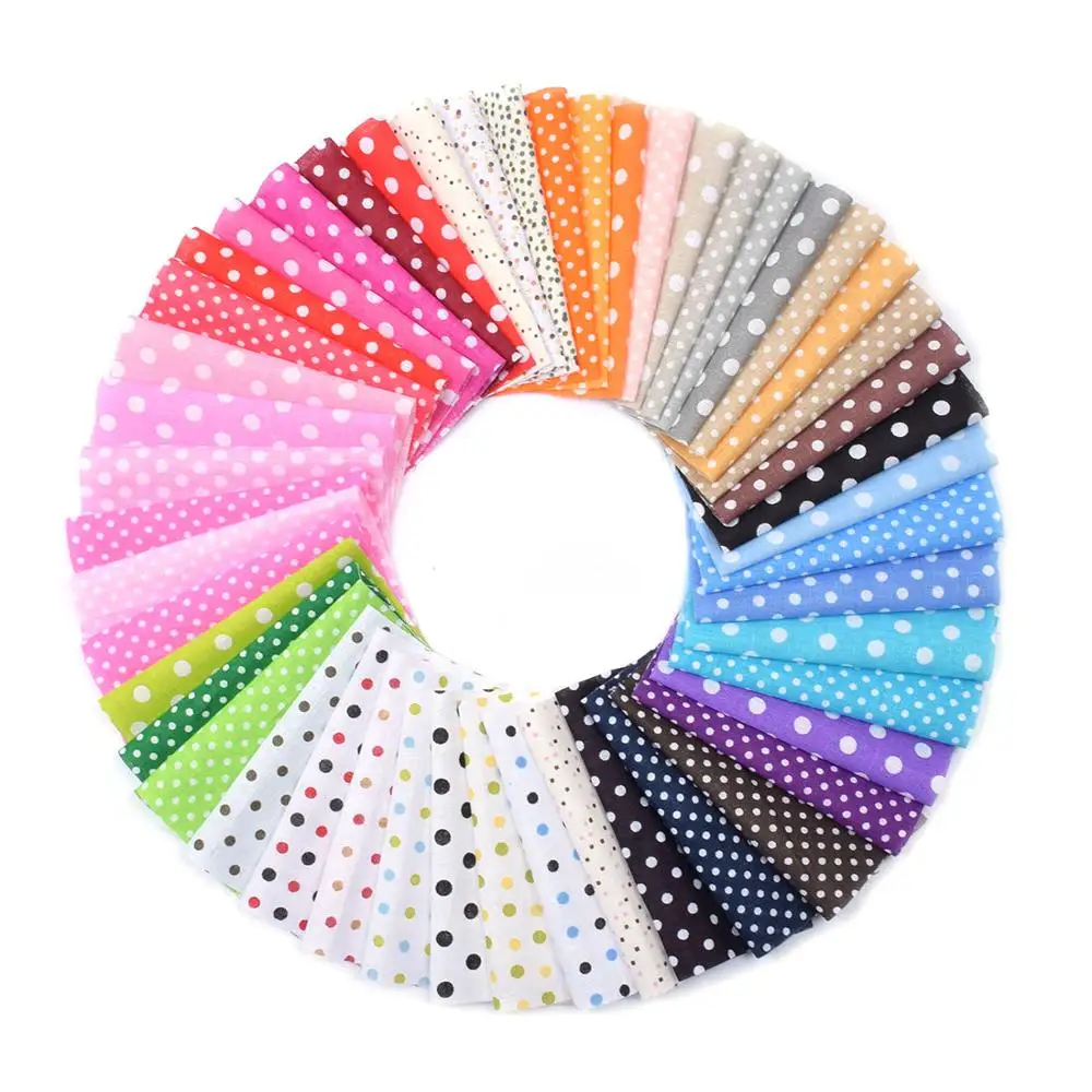 

50Pcs 10cmx10cm Multi Color Dot Cotton Printed Fabric Sewing Quilting Fabrics for Patchwork Needlework Handmade Material
