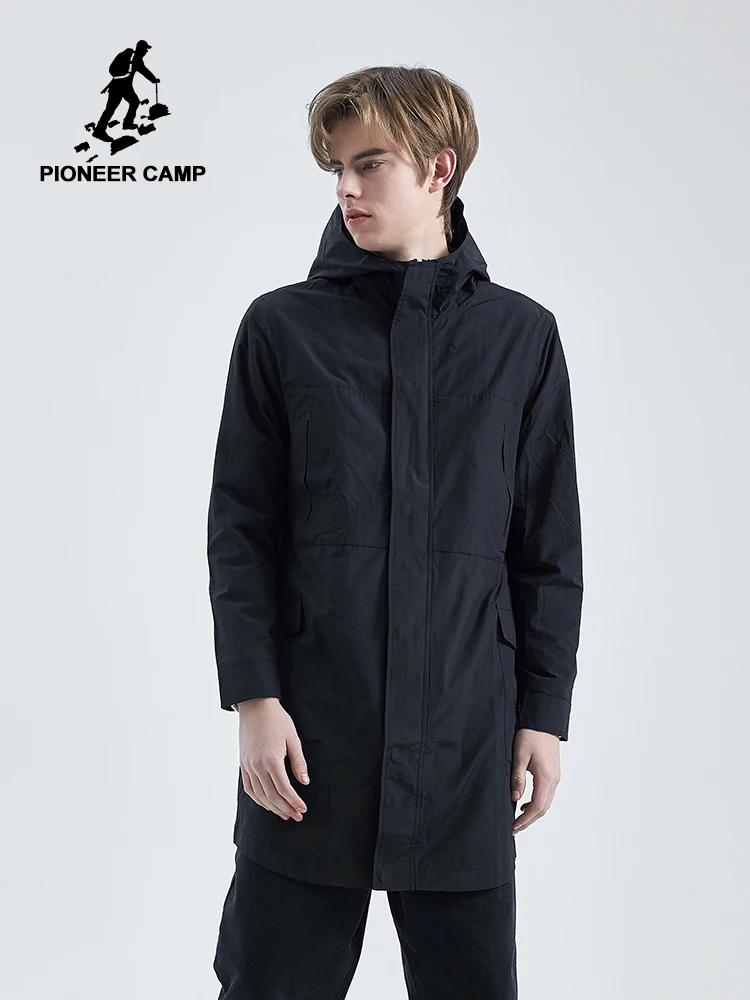 Мужская ветровка с капюшоном Pioneer Camp осенняя тонкая длинная куртка Повседневная