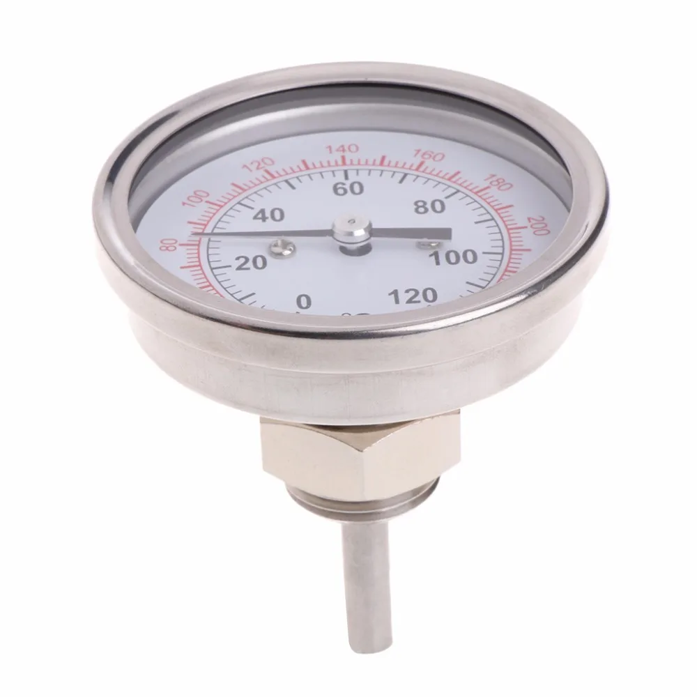 

1/2" Stainless Steel Dial Thermometer For a Moonshine Still Condenser Or Brew Pot Temperature Tester Tools