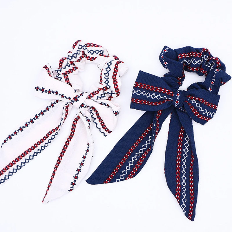 

DIY Bow Streamers Hair Scrunchies Fashion Ribbon Hair Ties For Girls Horsetail Tie Vintage Headwear Womens Head Wrap Turban