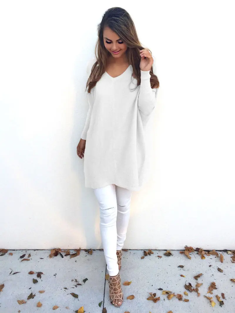

2019 New Ladies Autumn and Winter Casual Loose Ladies Shirt Sweater Solid Color Elegant Temperament Home Commuter Clothing