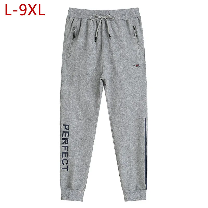 

L-9XL Men Cotton Tracksuit Sweatpants Spring Autumn Big Size Male Casual Brand Thin Breathable Letter Loose Baggy Trousers CF52