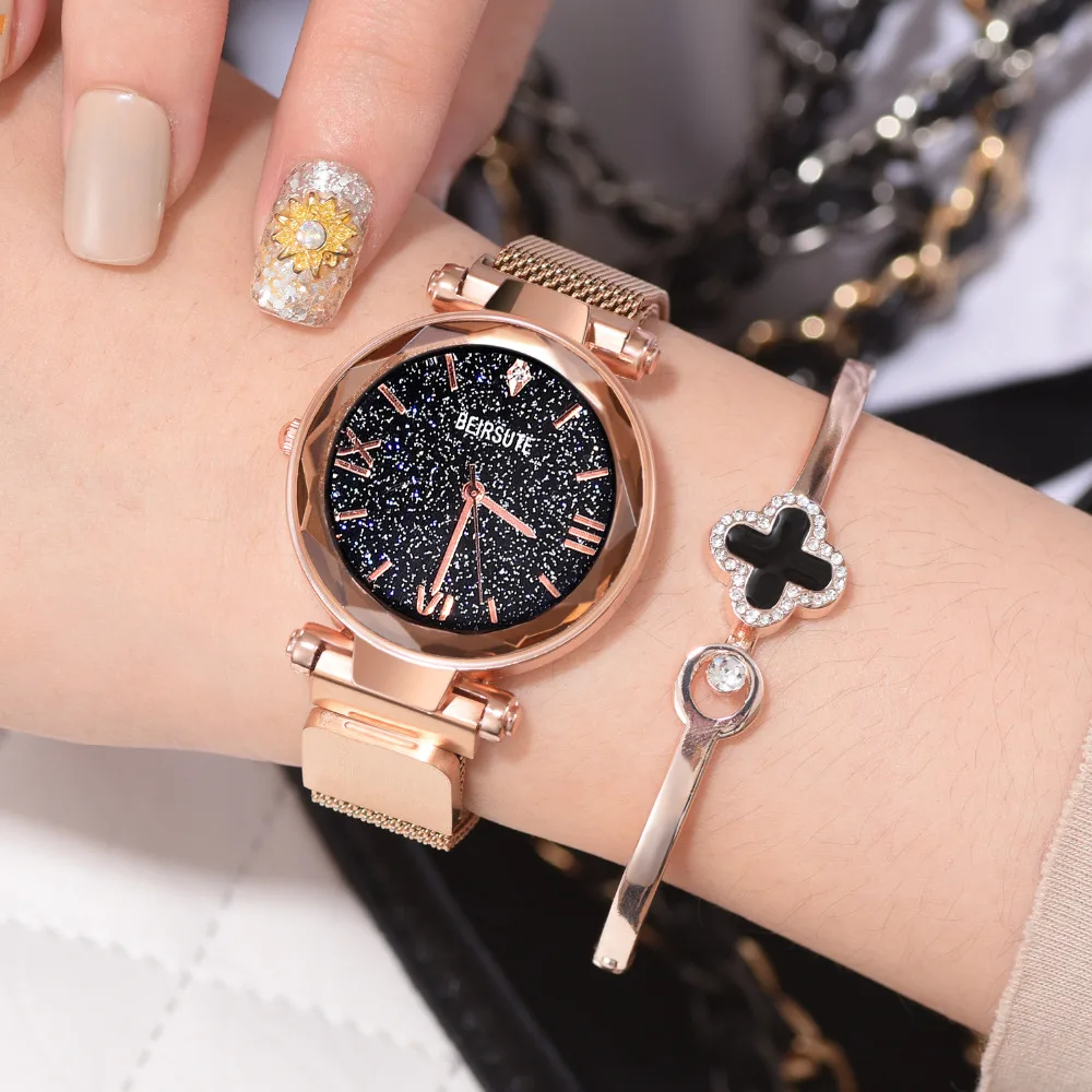 

Stainless Steel Waterproof Watch Women Magnet Buckle Bracelet Starry Sky Watch Waterproof Casual Luxury Female Wristwatch