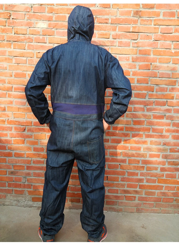 Men Work Clothing Long Sleeve Denim Coverall High Quality Wear resistance Overalls Repairman Machine Auto Repair Working uniform (3)