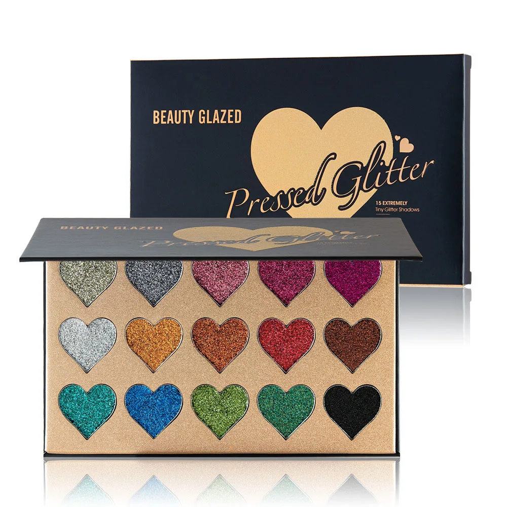 

Diamond Glitter Eyeshadow Palette Ultra Shimmer Eye Shadow Powder Women Fashion Heart Shaped Sequin Eye Makeup Beauty Kit
