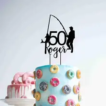 Изготовленные на заказ рыболовные 40/50/60/70/80 лет украшение для именинного торта персонализированный именной возраст деревянное украшение для именинного торта украшения