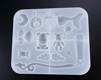

1pcs Clear DIY Tool 15 molds shell bear moon wing Irregular Epoxy Resin Mould Non-Stick Necklace Pendant Jewelry Silicone Mold